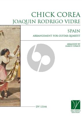 Corea Spain for 4 Guitars Score/Parts (composed by Joaquin Rodrigo Vidre) (arr. Marco Surace)