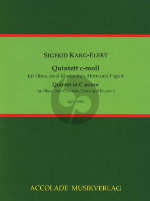 Karg-Elert Quintett c-moll Op. 30 Oboe, 2 Klarinetten (B), Fagott, Horn (F) (Part./Stimmen) (Bodo Koenigsbeck)