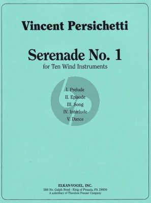 Persichetti Serenade No. 1 For Ten Wind Instruments Score and Parts