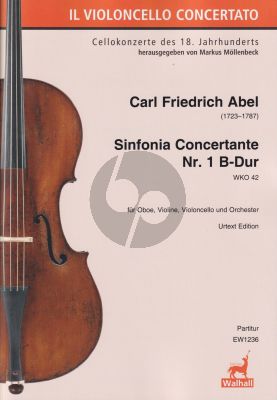 Abel Sinfonia Concertante No.1 B-flat Major WKO 42 Oboe, Violine, Violoncello und Orchester (Partitur) (Markus Möllenbeck)