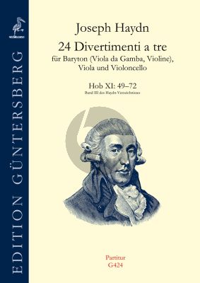 Haydn 24 Divertimenti a tre (Hob.XI:49 - 72) (Barytone[Viola da Gamba/Violine]-Viola- Violoncello) (Score) (edited by G.von Zadow) (Band 3 des Haydns-Verzeichnisses)