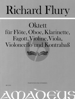 Flury Oktett (1956/57) (First Edition) for Flute, Oboe, Clarinet, Bassoon, Violin, Viola, Violoncello and Double Bass Score and Parts (Edited by Urs Joseph Flury)