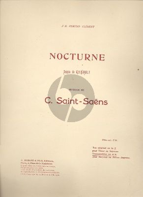 Saint Saens Nocturne En Re B pour Baryton ou Mezzo Sopran et Piano