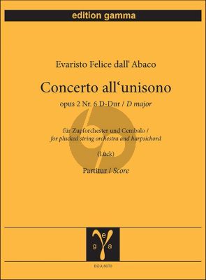 Dall'Abaco Concerto all’unisono Op. 2 No. 6 D-Dur für Zupforchester und Cembalo (Partitur) (Rudolf Lück)