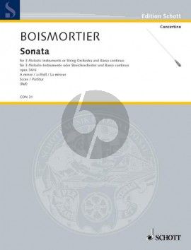 Boismortier Sonate a-moll Op. 34 No. 6 3 Violinen oder Flöten/Oboes und Bc (Partitur) (Hugo Ruf)