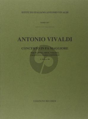 Vivaldi Concerto F major RV 99 F.XII n.26 Flute-Oboe- Violin-Bassoon and Bc (Score) (Malipiero)