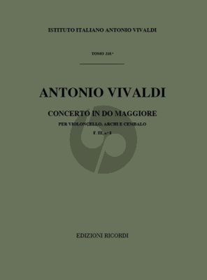 Vivaldi Concerto C-major RV 398 F.III n.8 Violoncello-Strings-Bc (Score) (edited by G. F. Malipiero)