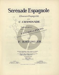 Chaminade Serenade Espagnole Violin-Piano (arranged by Fritz Kreisler)