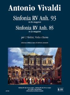 Vivaldi Sinfonia RV Anh.93 C-major & Sinfonia RV Anh.85 A-major (2 Violins, Viola and Basso) (Score)