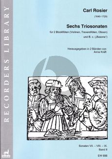 Rosier 6 Triosonaten Vol.2 for 2 Treble Recorders [Violins/Flutes/Oboes] and Bc Score and Parts (edited by Anne Kraft)