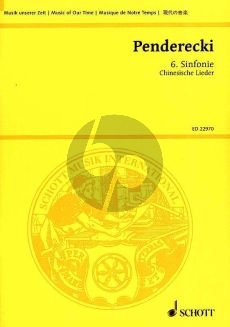 Penderecki Sinfonie No.6 (Chinesische Lieder für Baritone und Orchester) (Studienpartitur)