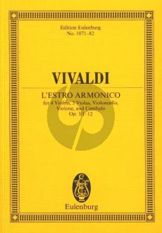 Vivaldi L'Estro Armonico Op.3 no. 1 - 12 Taschenpartitur (for 4 Violins - 2 Violas - Cello - Violone - Cembalo)