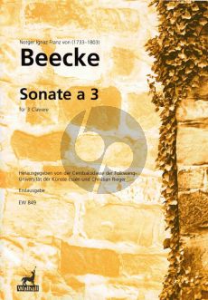 Beecke Sonate a 3 for 3 Claviere (Score) (edited by Christian Rieger) (first ed.)