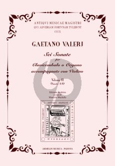 Valerj 6 Sonate per Clavicembalo o Organo accompagnate con Violino. Vol. 2 (Maurizio Machella)