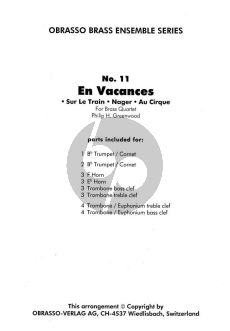 Greenwood En vacances for brass quartet Score and Parts