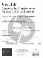 Vivaldi Concerto in G-Major RV 545 for 2 Violoncellos and Orchestra Score and Parts (arranged and edited by Julian Lloyd Webber) (Grades 6–8)