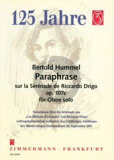 Hummel Paraphrase sur le Serenade de Riccardo Drigo Oboe solo