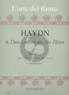 Haydn 6 Duos Concertants Op. 101 Vol. 2 No. 2 - 3 Hob. IIII: 27 + 28 2 Flöten2 Flote (Spielpartitur) (Judah Engelsberg)