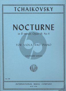 Tchaikovsky Nocturne Op.19 No.4 Viola-Piano (Transcribed by V. Borrissovsky) (Edited by Leonard Davis)