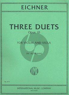 Eichner 3 Duets Op.10 Violin and Viola (Wilhelm Altmann)