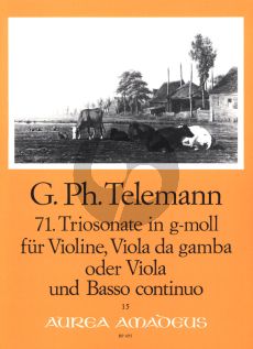 Telemann 71. Triosonate g-moll TWV 42:g10 fur Violine Viola da Gamba [Viola] und Bc Partitur und Stimmen (Herausgeber Bernhard Pauler - Continuo Willy Hess)