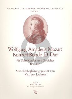 Mozart Rondo KV 382 Klavier und Streicher (Partitur mit Solostimme und 5 Streicher Komplett) (Fassung von Vinzenz Lachner)