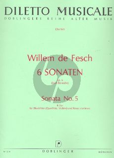 Fesch 6 Sonaten Op. 6 No.5 B-dur Altblockflöte und Bc (Erich Benedikt)