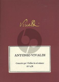 Vivaldi Concerto e-minor RV 278 F.I n.37 Violin-Strings and Bc Full Score Parts and Reduction for Violin and Piano (Edited by Olivier Foures)