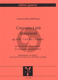 Abaco Concerto a piu Istrumenti Op. 6 No. 7 A-Dur Streichorchester und Cembalo (Stimmensatz) (Rudolf Luck)