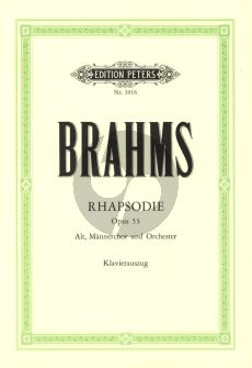 Brahms Rhapsodie c-moll Op.53 Alto solo-Mannerchor- Orchester (Fragment aus Goethes Harzreise im Winter) (Klavierauszug)