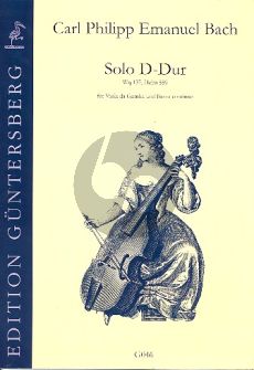 Bach Solo D-Dur Wq 137 - Helm 559 Viola da Gamba-Bc (O'Loghlin/Koppenwallner/Von Zadow)