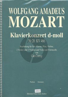 Mozart Klavierkonzert KV 466 (Klavier-Flote-Violine- 2 Violen (2 Violinen-Viola) (Part./St.) (Czerny)