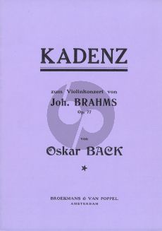 Back Kadenz Violinekonzert Op.77 J. Brahms