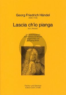 Handel Lascia ch'io pianga für Streichquartett, Kontrabass ad lib (Partitur und Stimmen)