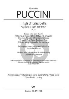 Puccini I figli d'Italia bella "Cessato il suon dell'armi" SC 3, 1877 Tenor solo-SATB and Orchestra (Vocal Score) (edited by Virgilio Bernardoni)