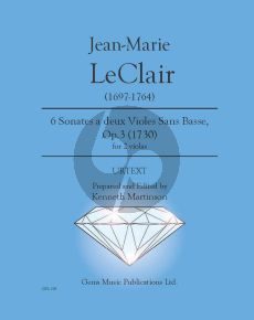 Leclair 6 Sonates Op. 3 no. 1-6 2 Violas (Prepared and Edited by Kenneth Martinson) (Urtext)