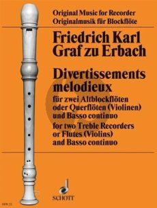 Erbach 3 Divertissements Melodieux 2 Treble Rec. [Fl./Vi.)-Bc (edited by Karlheinz Schultze- Hauser)