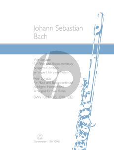 Bach 4 Sonatas for Flute and Basso continuo / obbligato Harpsichord BWV 1034, 1035, 1030, 1032 for 2 Flutes (Score) (transcr. Cathrin Ambach)