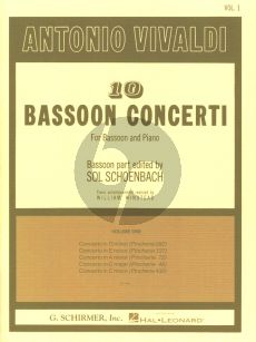 Vivaldi 10 Concertos Vol.1 for Basson and Piano (Bassoon Part Edited by Sol Schoenbach - Piano Part by William Winstead)