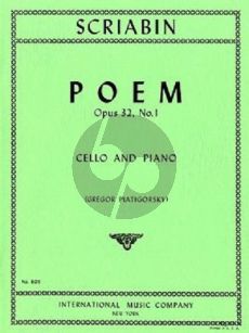 Scriabin Poem Op.32 No.1 for Violoncello and Piano (Edited by Gregor Piatigorsky)