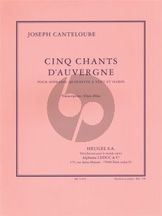 Canteloube 5 Chants d'Auvergne (Soprano-Woodwind Quintet- Harp) (Score/Parts) (arr. Chris Allen)