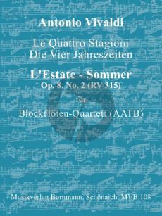 Vivaldi 4 Jahreszeiten Op.8 No.2 RV 315 l'Estate 4 Blockflöten (AATB) (Part./Stimmen) (arr. Johannes Bornmann)