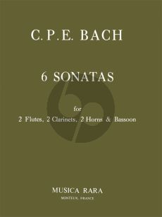 Bach 6 Sonatas Wq 184 (H.629-634) (No.1-6) 2 Flutes-2 Clarinets-2 Horns-Bassoon (Score/Parts) (Janetzky)