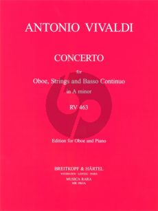 Vivaldi Concerto a-minor RV 463 (F.VII n.13) Oboe, Strings and Bc Reduction Oboe and Piano (edited by Robert Paul Block)