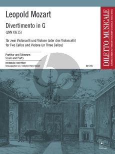 Mozart Divertimento G-Dur 2 Violoncelli und Kontrabass (bzw. 3 Violoncelli) (Part./Stimmen) (ed. Werner Rainer)