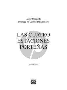 Piazzolla Las Cuatro Estaciones Portenas for Solo Violin and String Orchestra (Full Score)