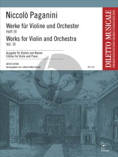 Paganini Werke für Violine und Orchester Heft 3 (Ausgabe in Skordatur-Stimmung) (Violine-Klavier) (Mario Hossen und Mariateresa Dellaborra)