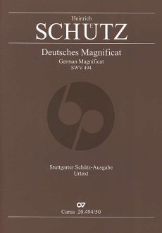 Schutz Deutsches Magnificat. "Meine Seele erhebt den Herrn" SWV 494 (1671) (SATB-SATB) (Partitur)