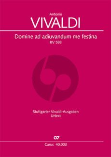 Vivaldi Domine ad adjuvandum me festina RV 593 Sopr.-SATB/SATB- 2 Vi.-Va.-Bc [2 Oboen ad lib.] (Partitur)