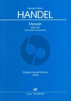 Handel Messiah HWV 56 (Vocal Score with alternative movements) (engl.) (edited by Ton Koopman and Jan H.Siemons) (Carus)